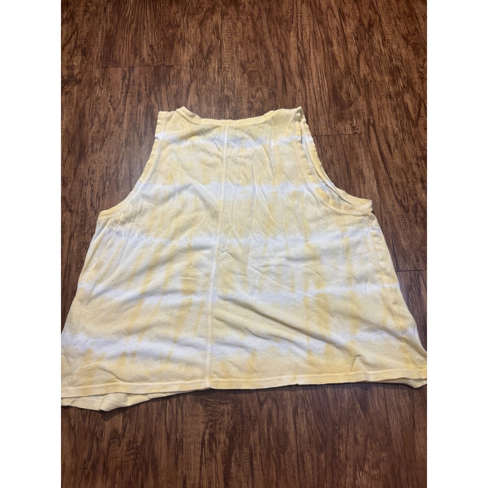 OUTERNOWN Tie Dye Tank Top Yellow White Sleeveless Casual Women's Size L beachy - Picture 6 of 7